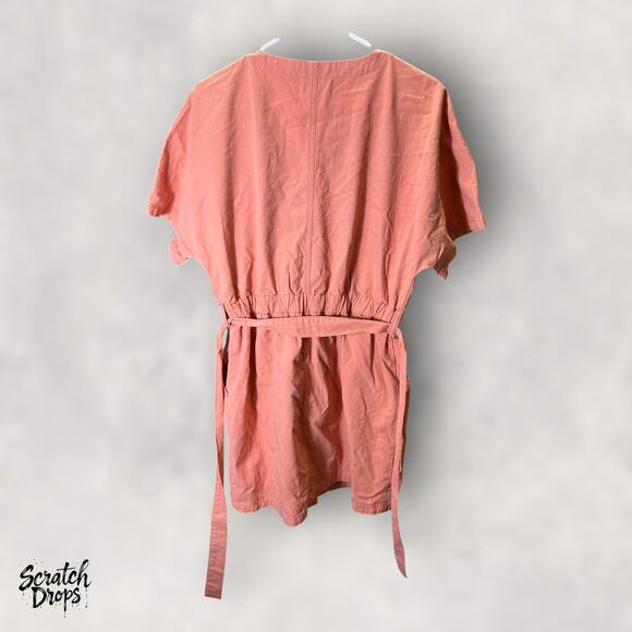 MP D Women's Romper Size Medium Pink Button Front Casual Summer Short Sleeve - Picture 2 of 3